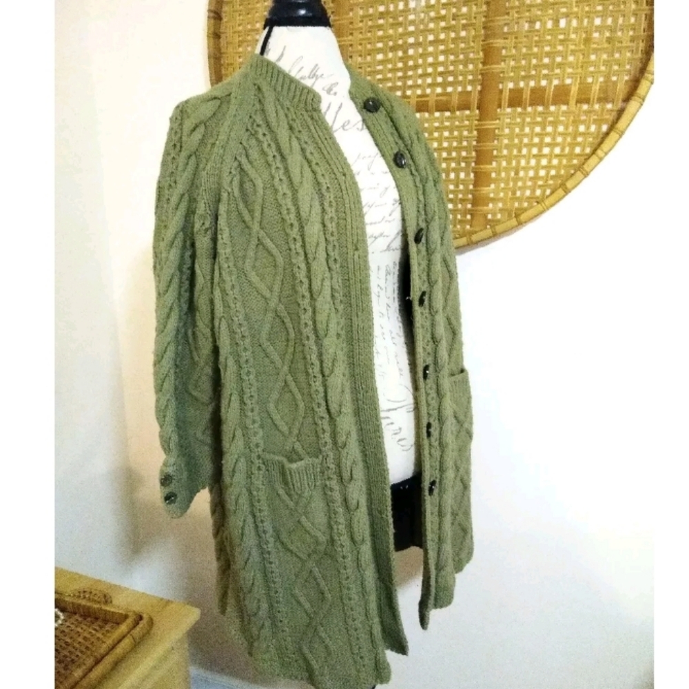 Vintage Women's Green Knit Jersey With pockets. RARE!!!